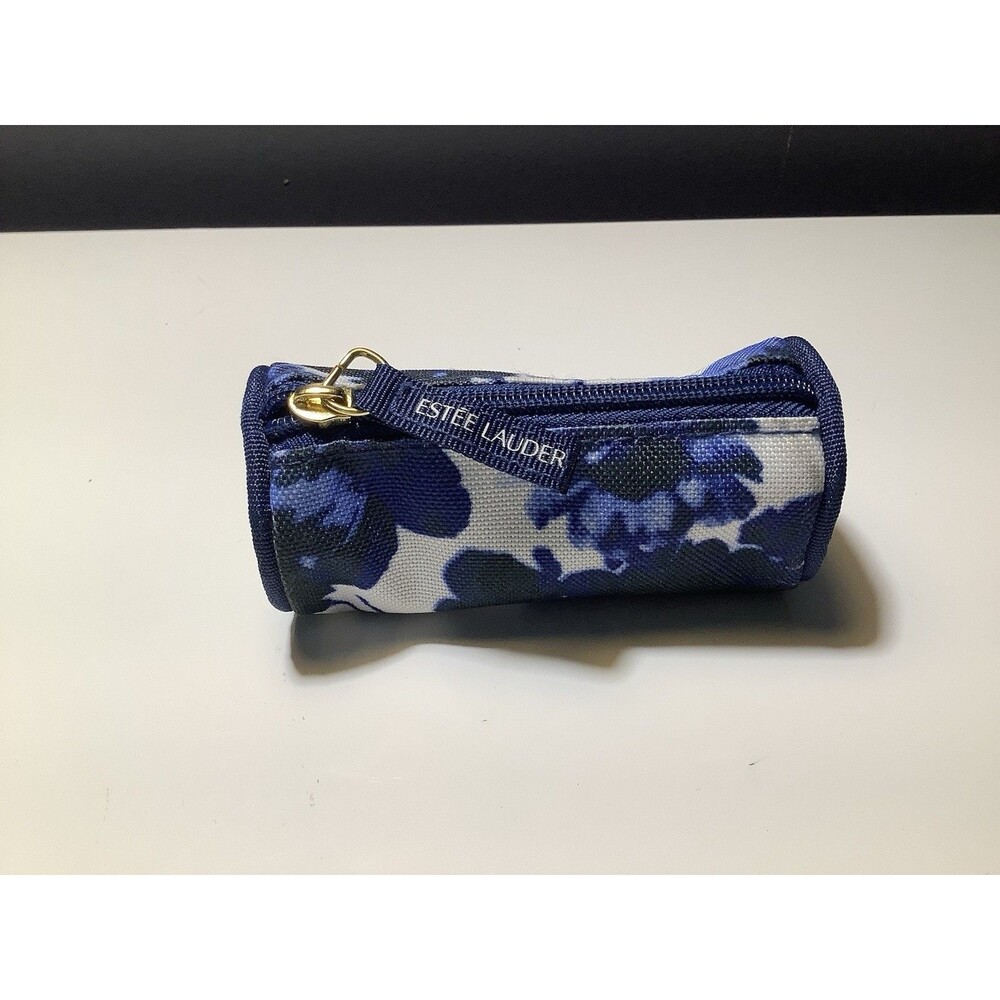 Estée Lauder Mini Duffle Makeup Navy White Floral Lipstick Bag Pouch Case Travel